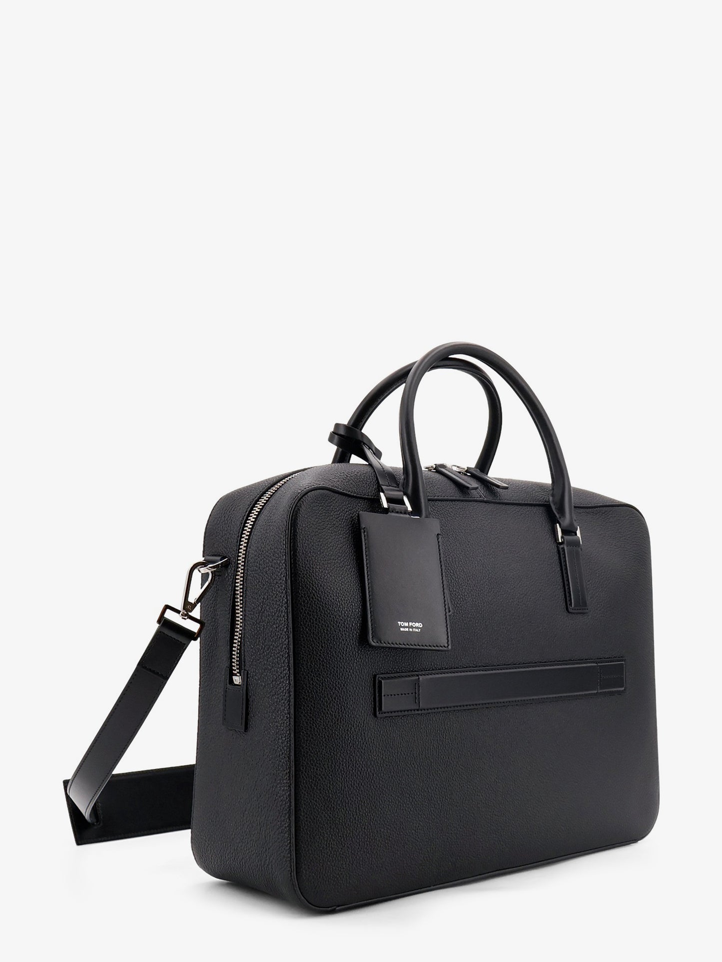 Leather work bag with front lettering logo