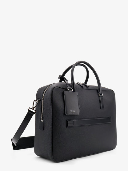 Leather work bag with front lettering logo thumbnail