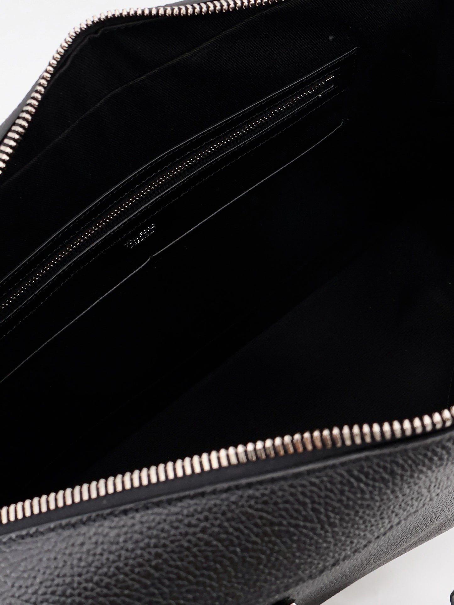 Leather work bag with front lettering logo