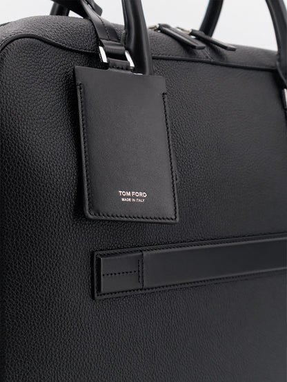 Leather work bag with front lettering logo thumbnail