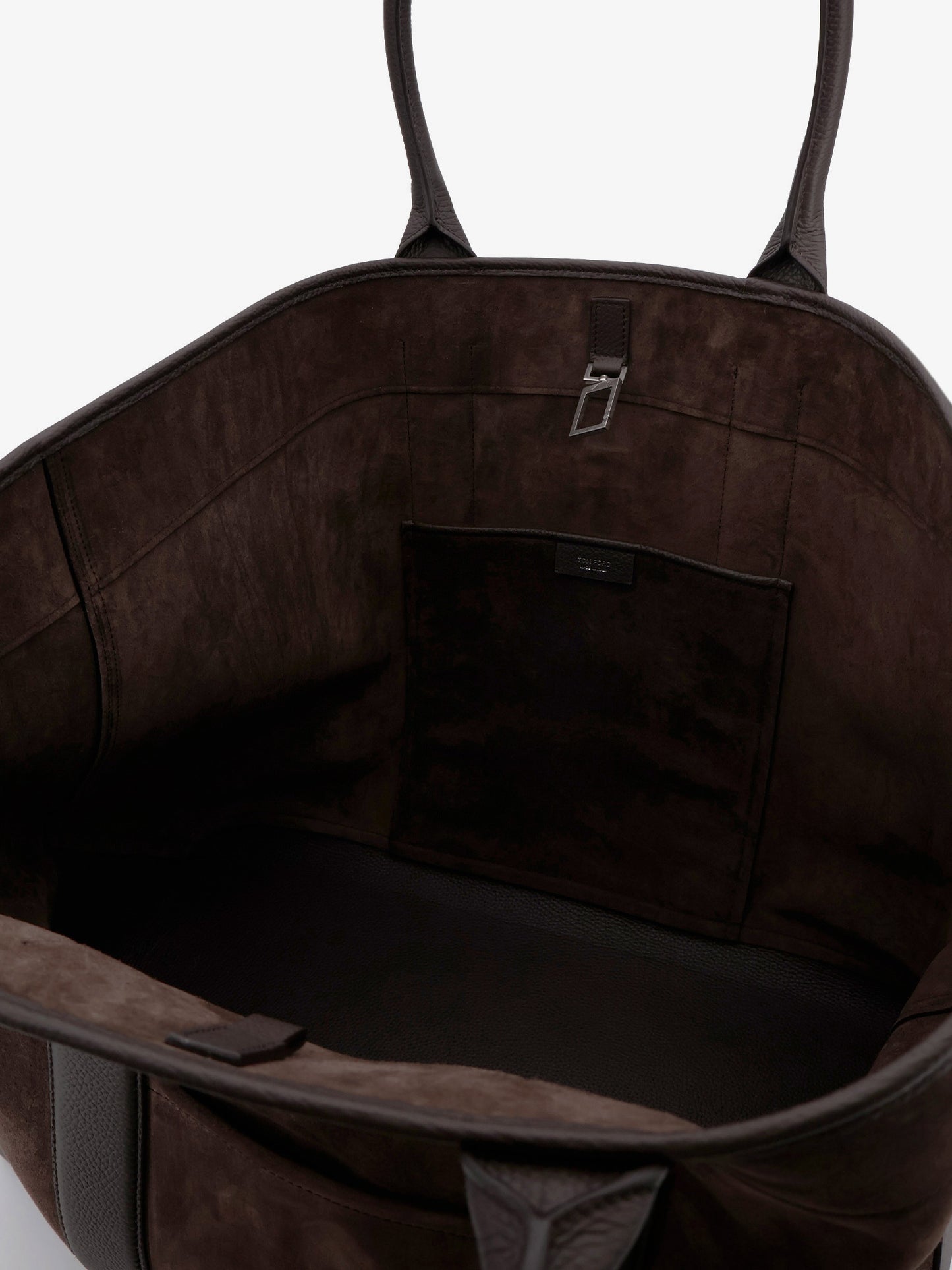 Suede shopping bag with logo engraved on the bottom