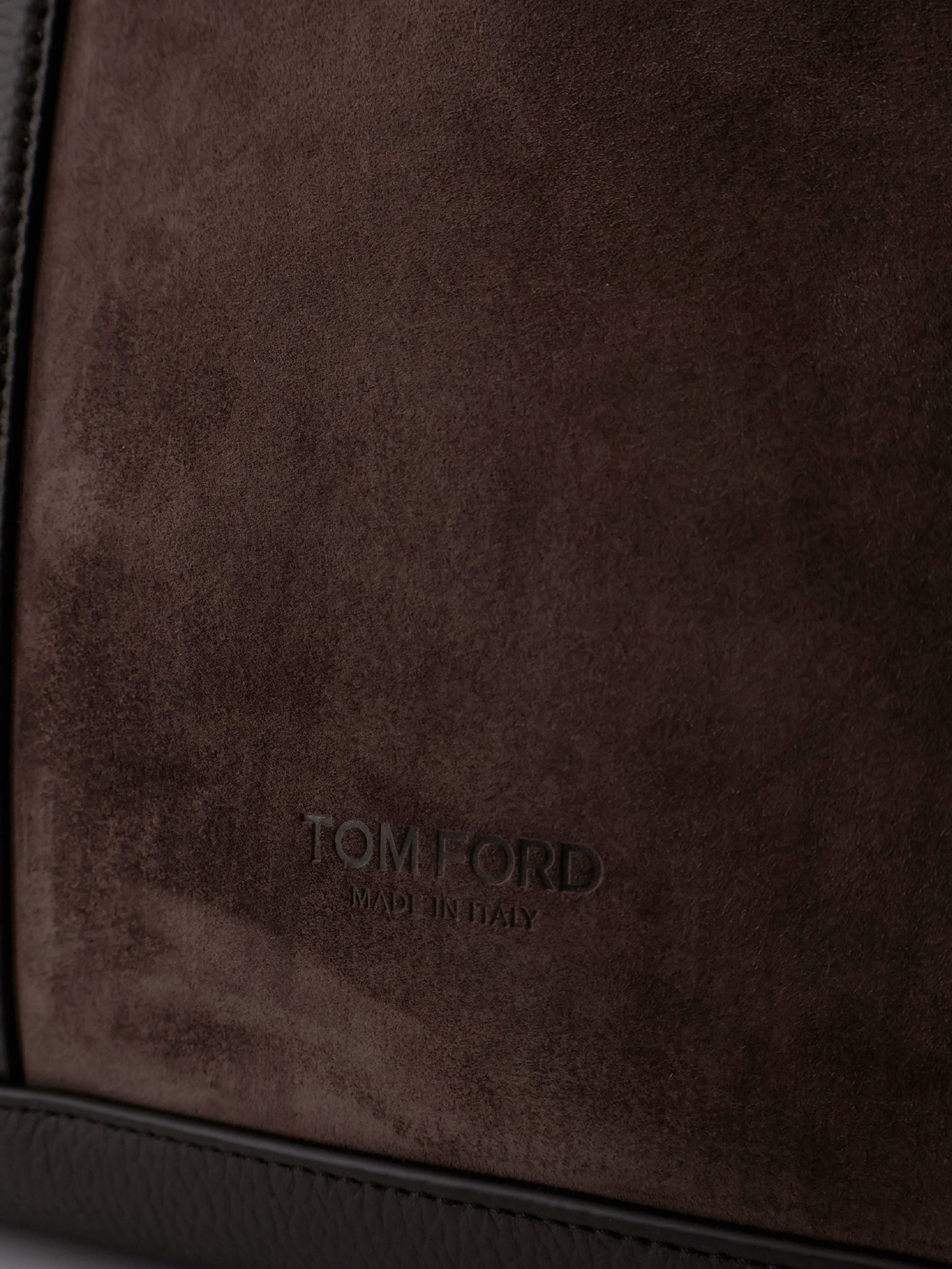Suede shopping bag with logo engraved on the bottom