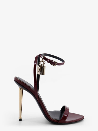 Patent leather sandals with iconic metal padlock thumbnail