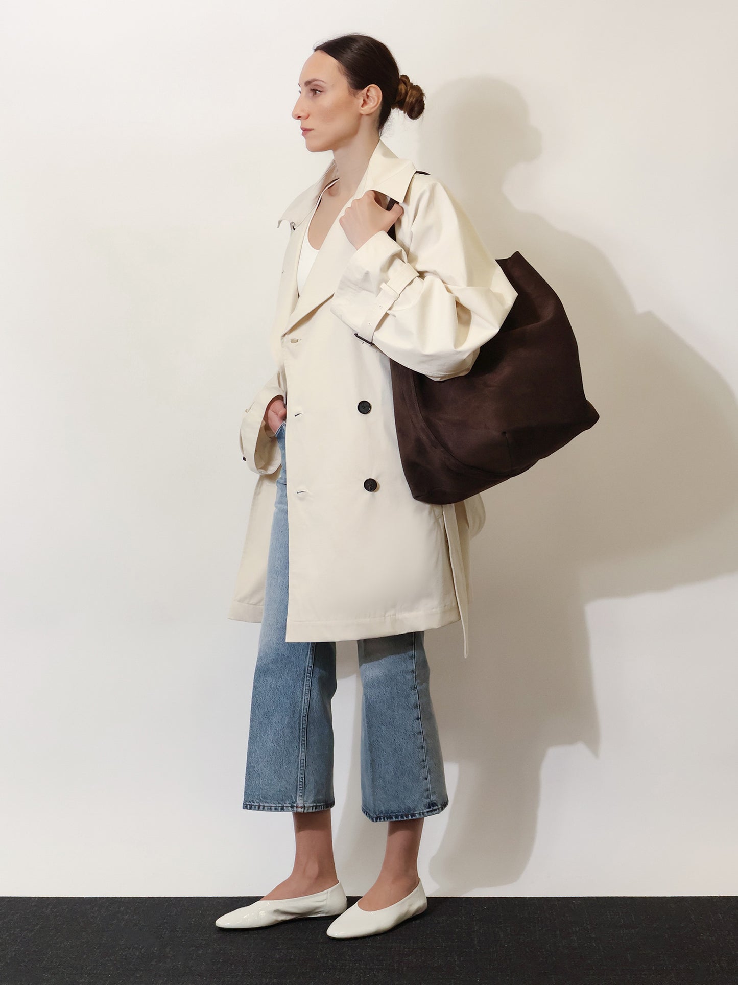 Suede Belted Tote shoulder bag