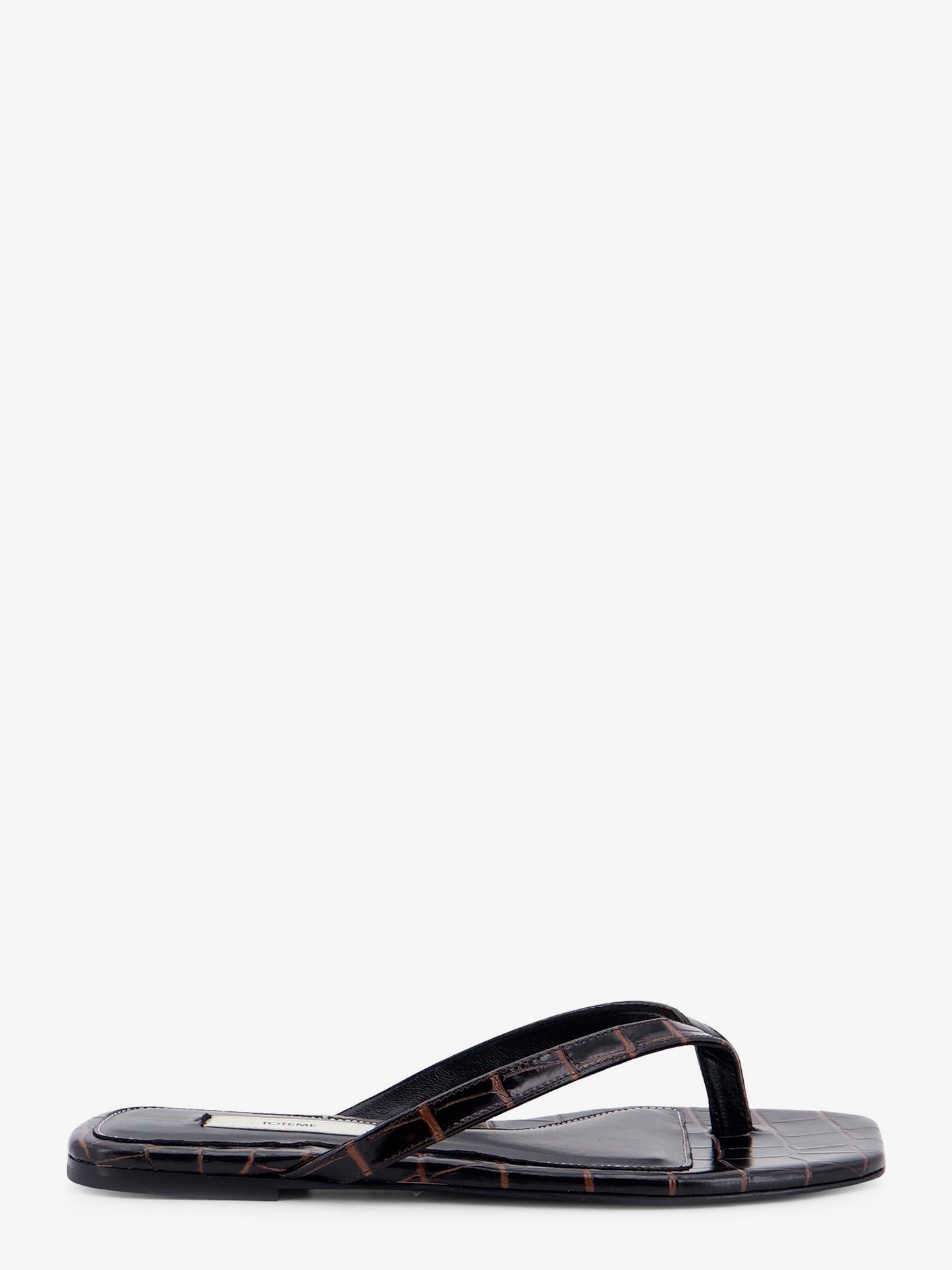 Croco-embossed leather sandals