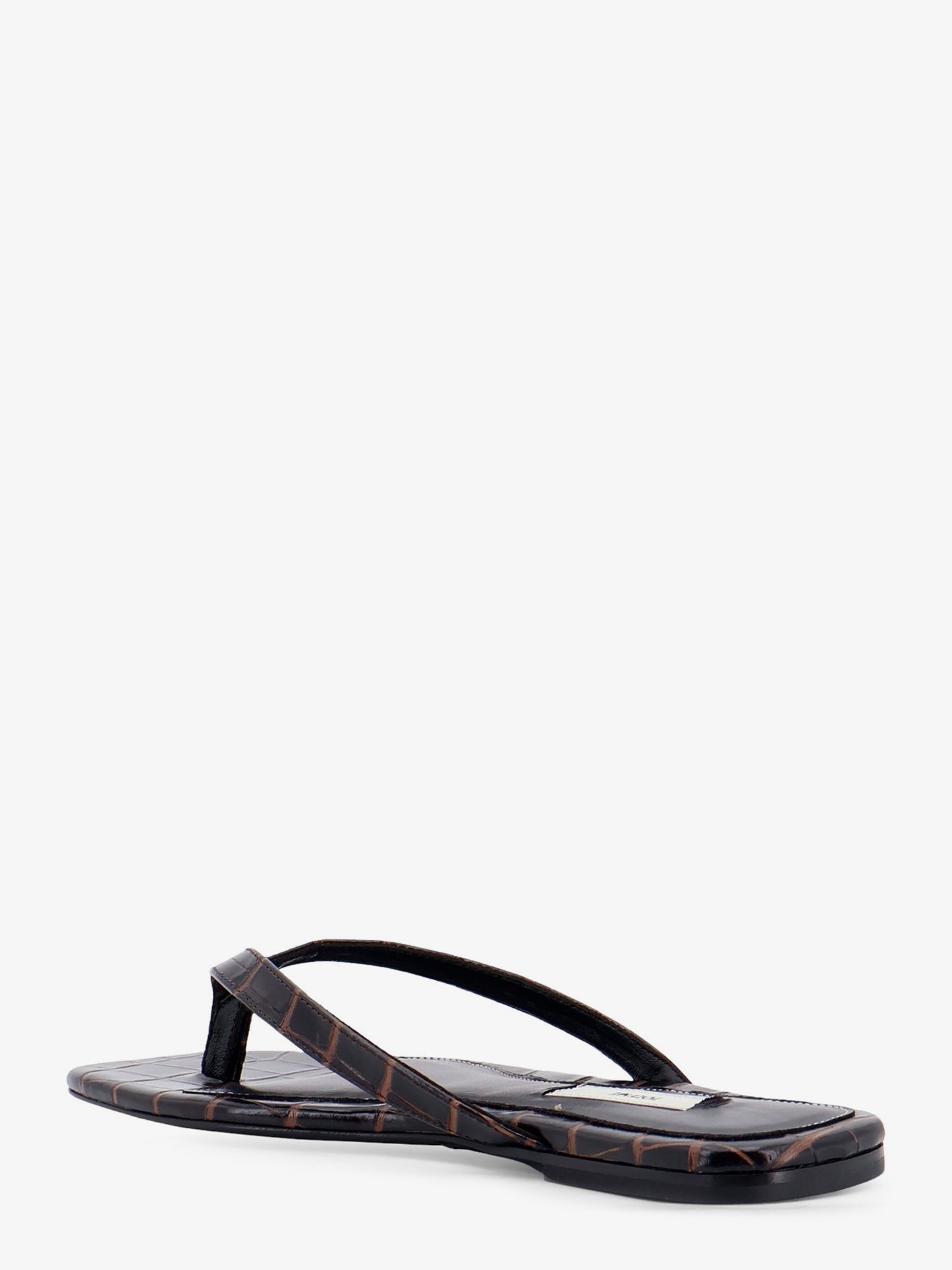 Croco-embossed leather sandals