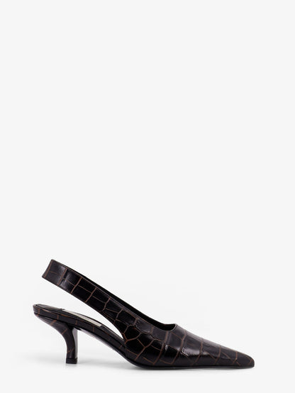 Leather décolleté with crocodile print thumbnail