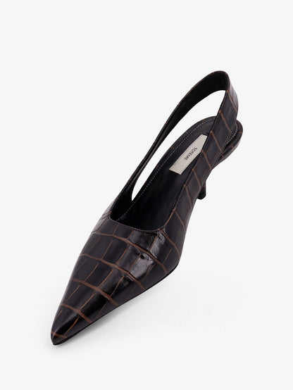 Leather décolleté with crocodile print thumbnail