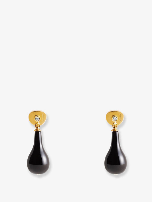 Onyx drops brass earrings
