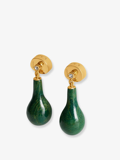 Jade Drops Brass Earrings thumbnail