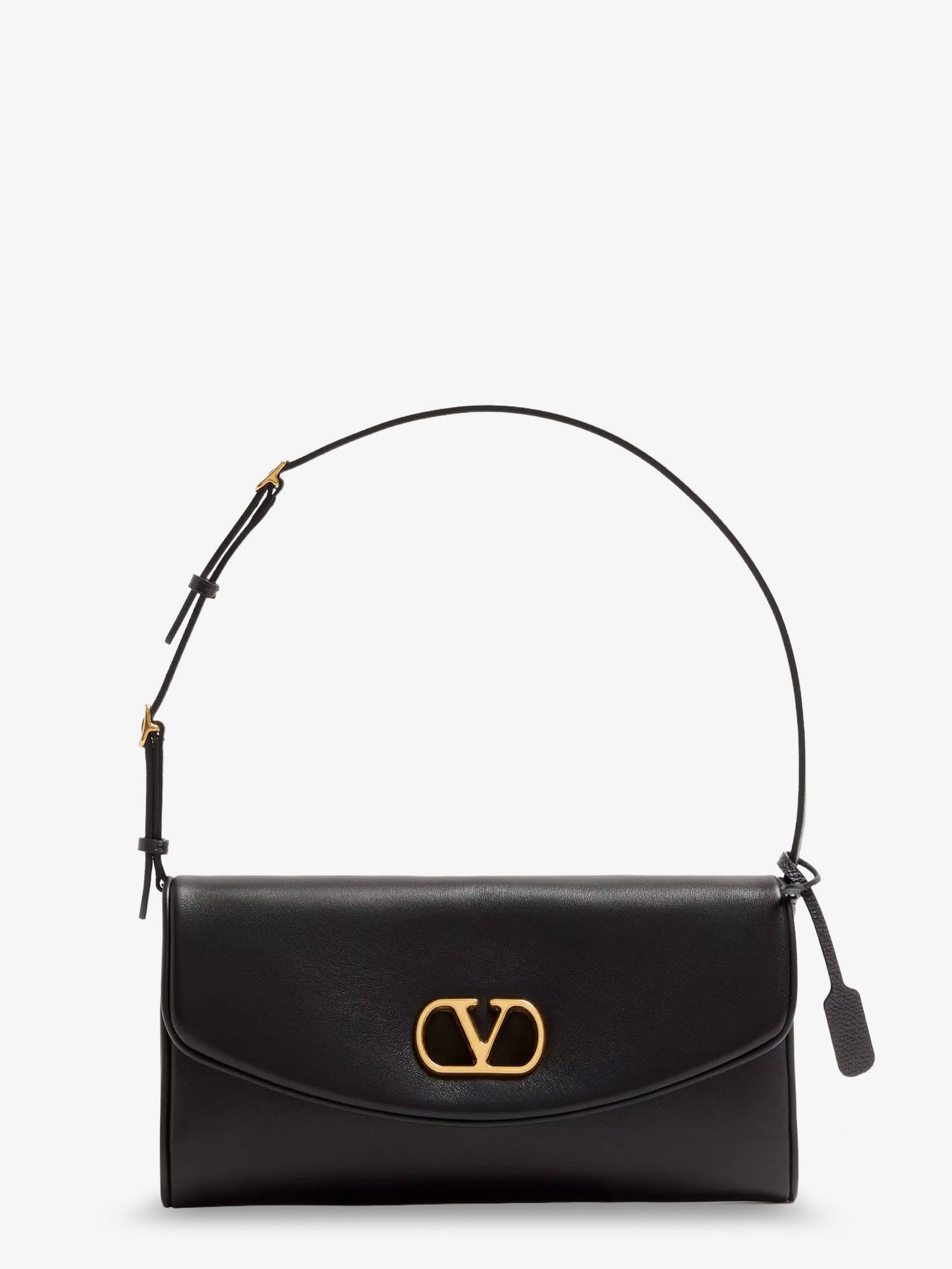 DeVain Leather Shoulder Bag with Metal VLogo Signature