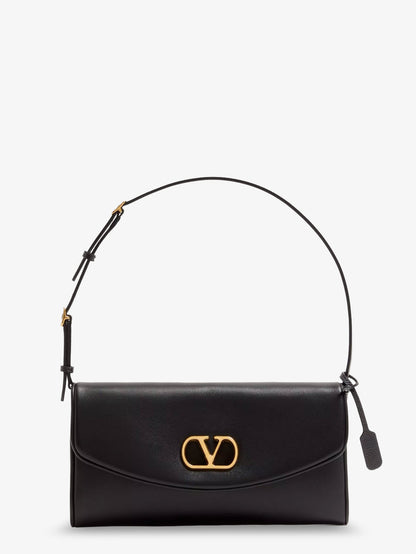 DeVain Leather Shoulder Bag with Metal VLogo Signature thumbnail