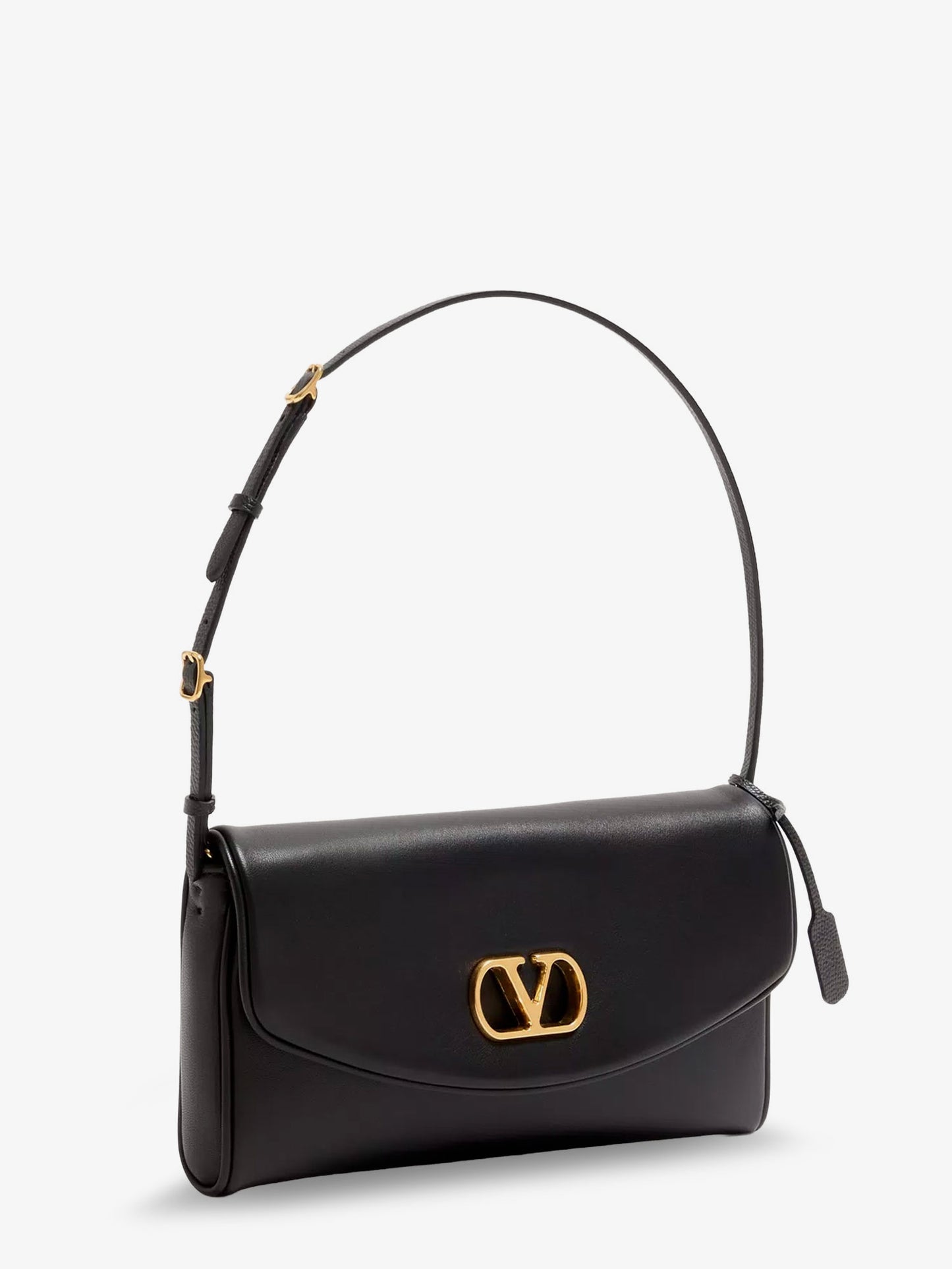 DeVain Leather Shoulder Bag with Metal VLogo Signature