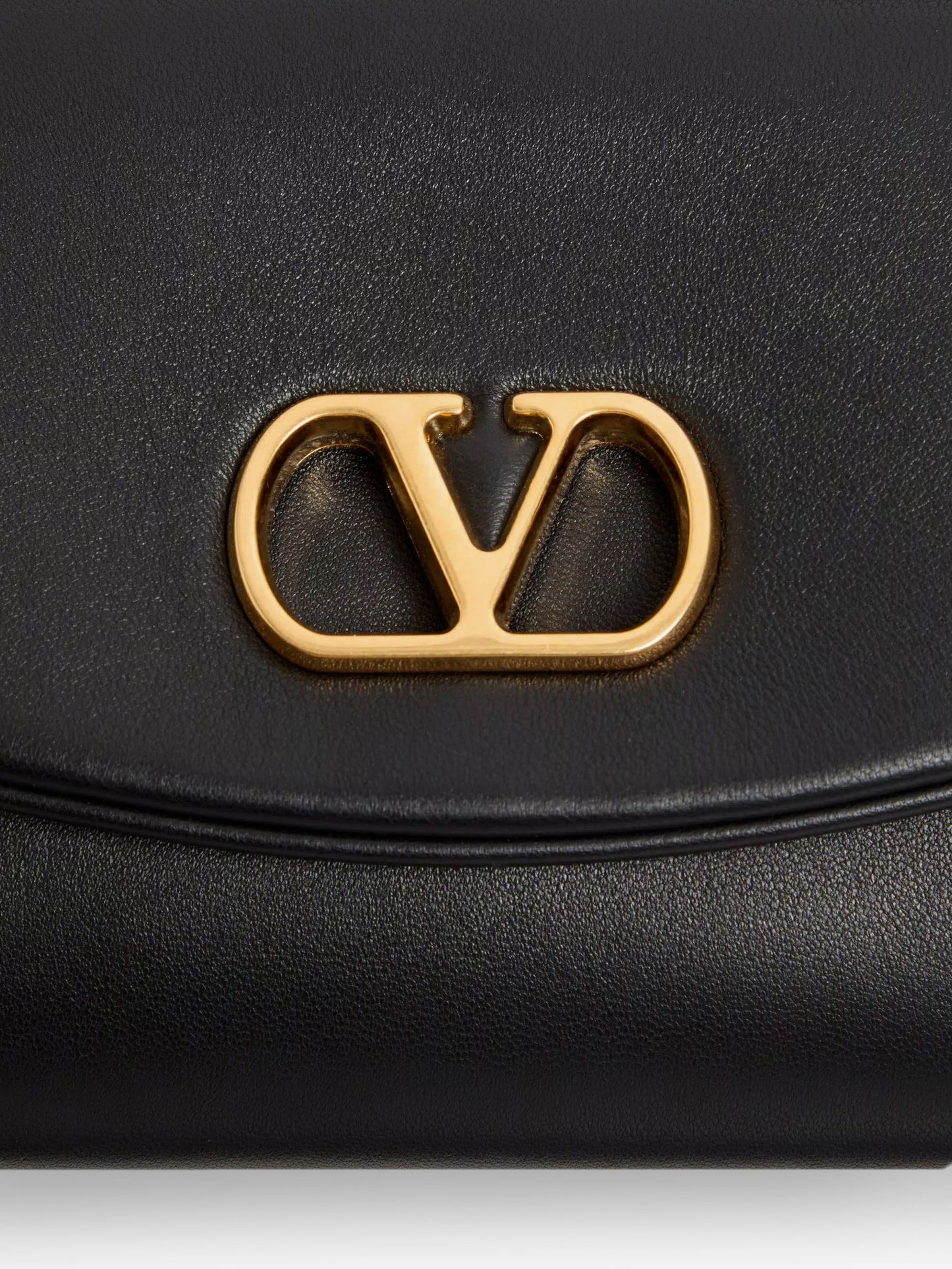 DeVain Leather Shoulder Bag with Metal VLogo Signature