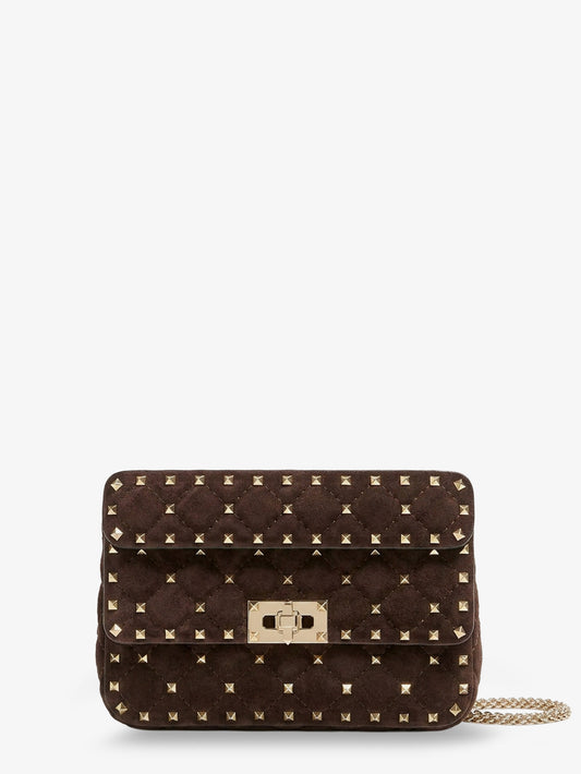 Rockstud Spike suede crossbody bag with all-over studs
