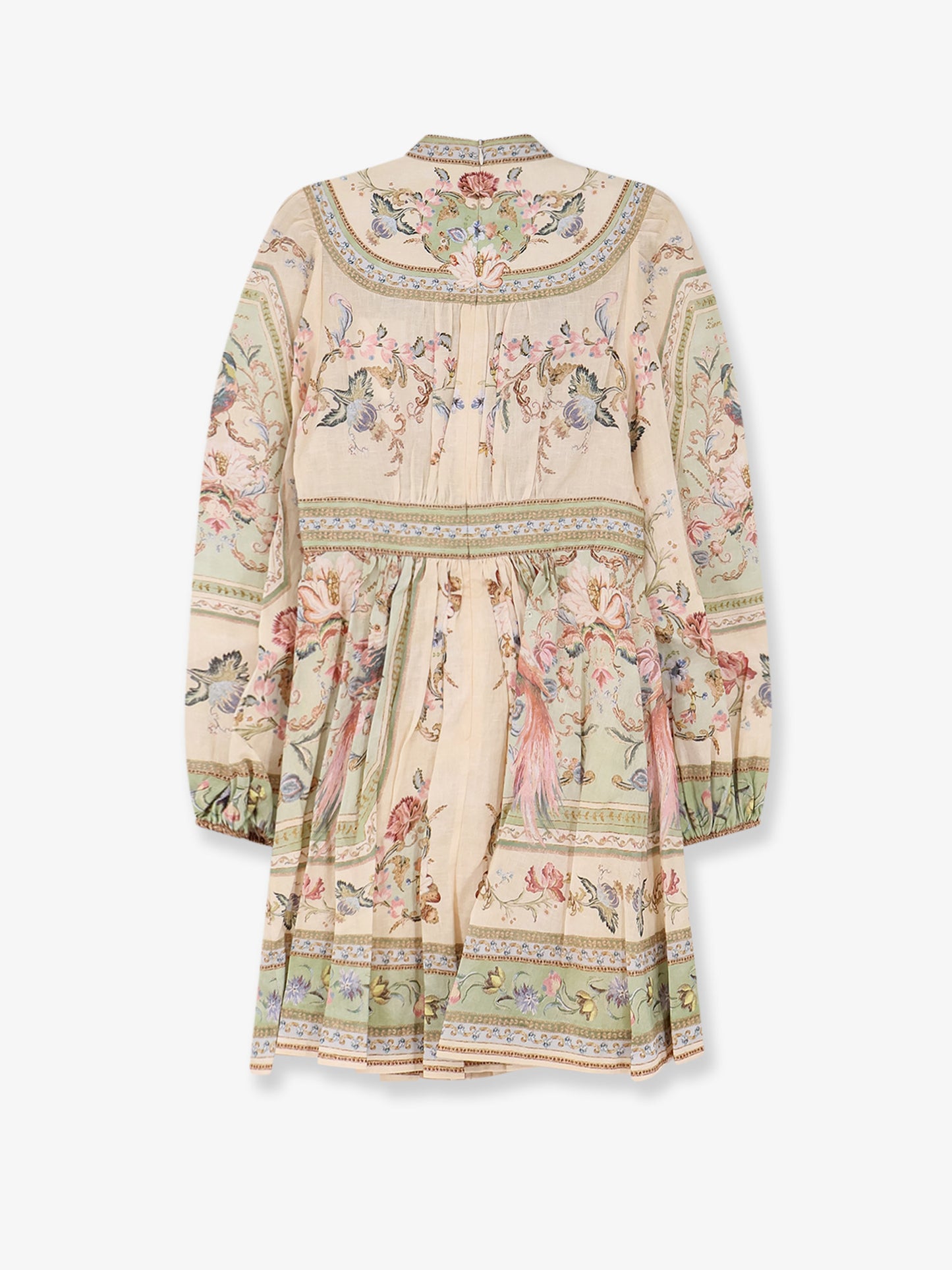 Roselight Plunge Tapestry Print Linen Dress